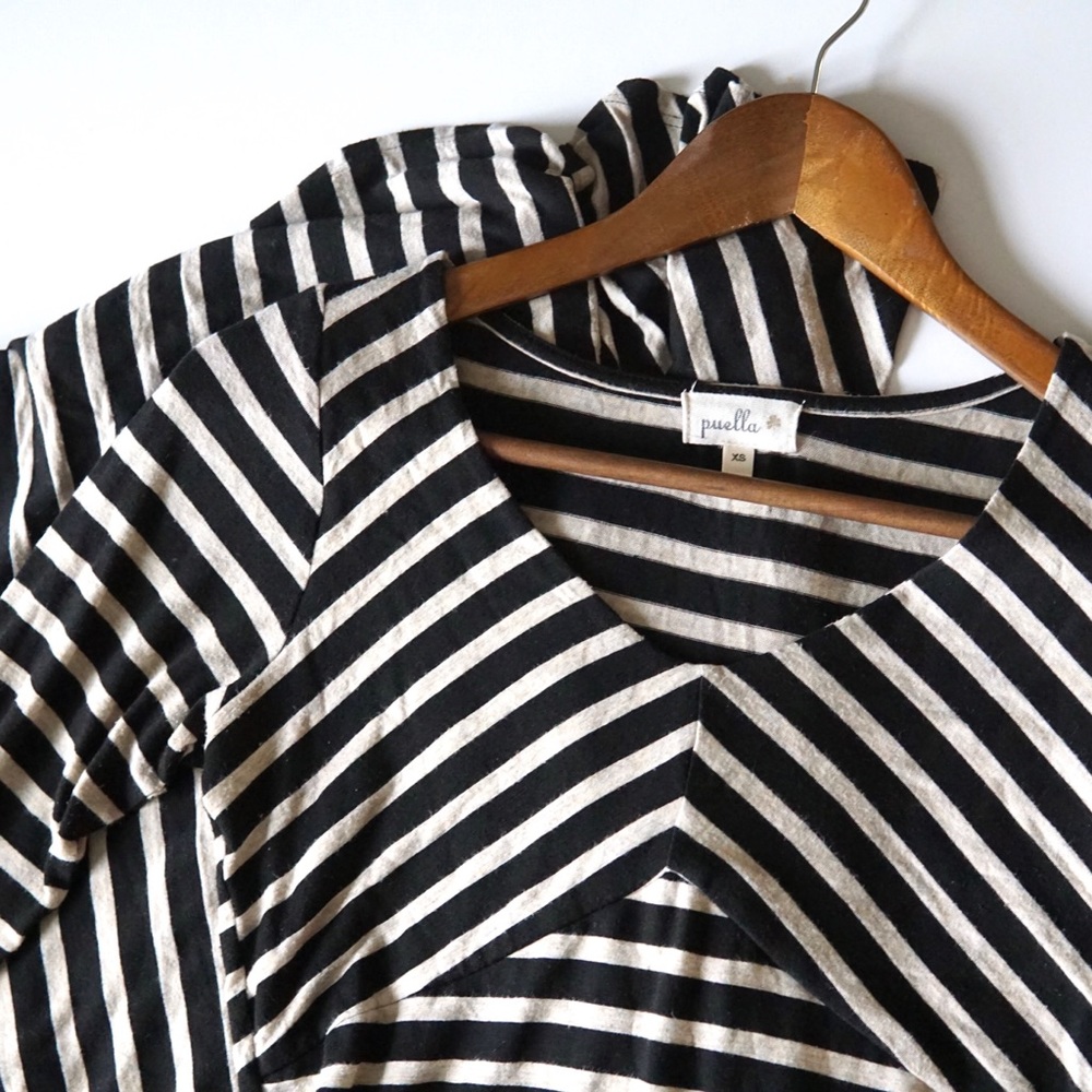 Puella Striped Black/Cream Maxi Dress XS